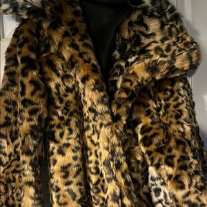 Leopard Print Faux Fur Coat